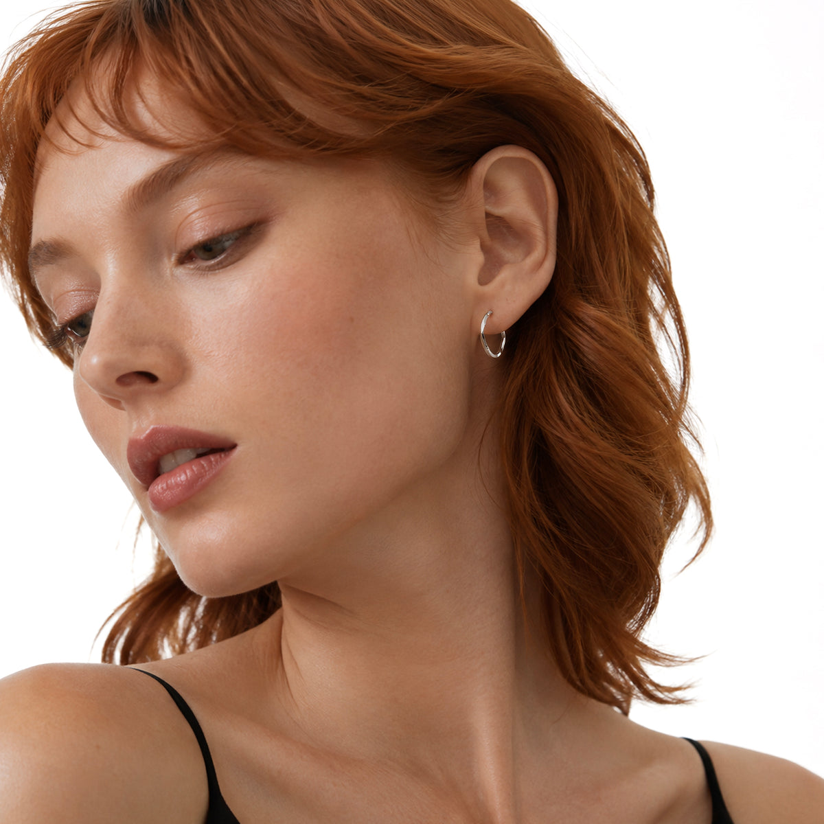 9ct White Gold Polished Wavy Hoop Earrings — 18x1.5mm