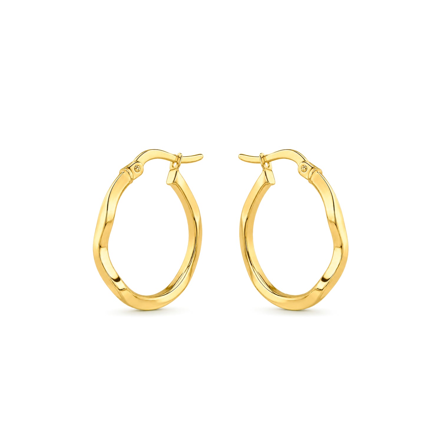 9ct Yellow Gold Polished Wavy Hoop Earrings — 18x1.5mm