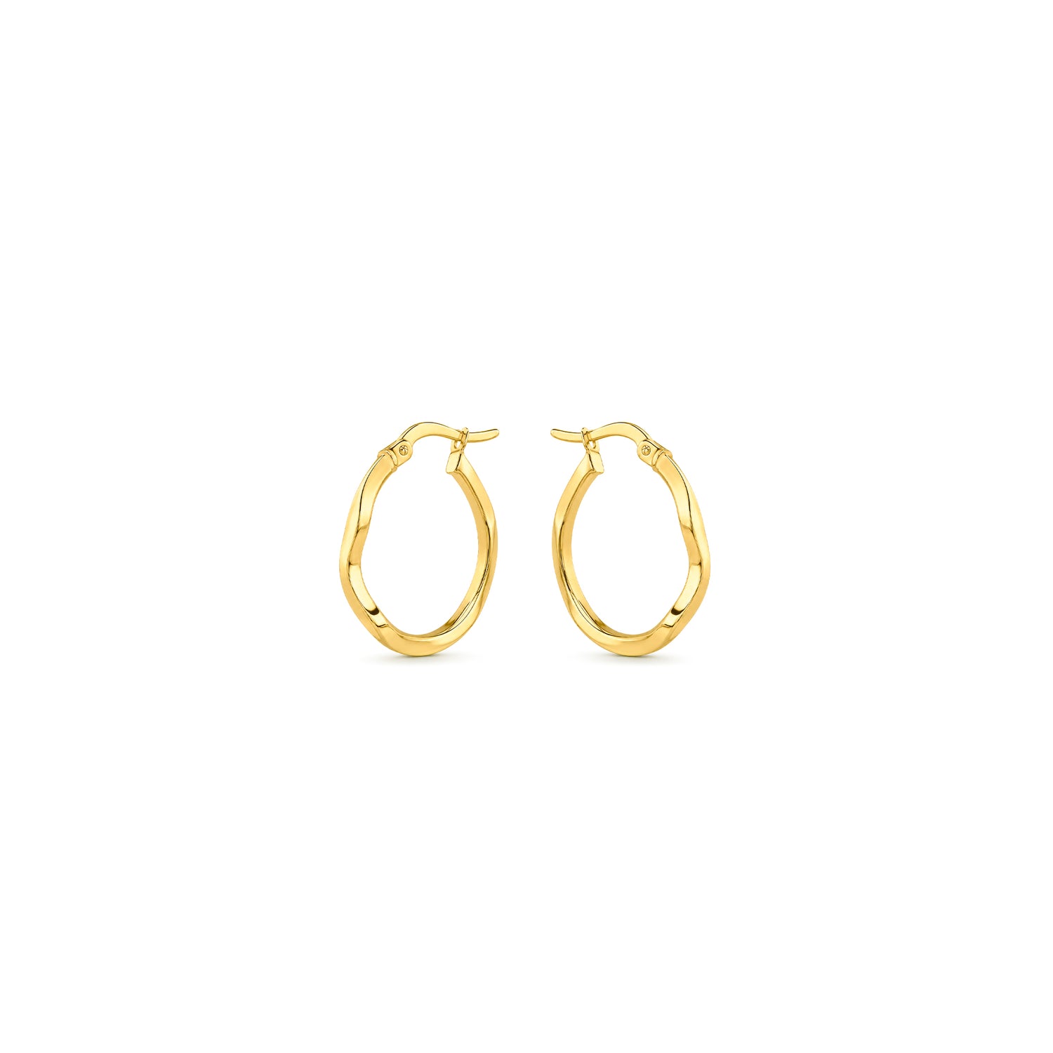 9ct Yellow Gold Polished Wavy Hoop Earrings — 18x1.5mm