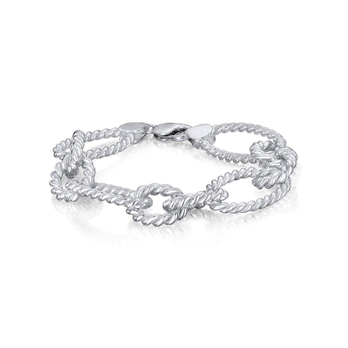 Sterling Silver Handmade Solid 18mm Fancy Twist Bracelet