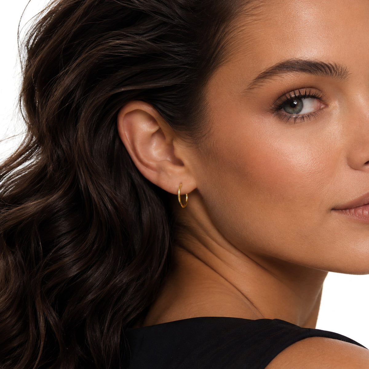 9ct Yellow Gold Hinged Sleeper Hoop Earrings — 18x1.2mm