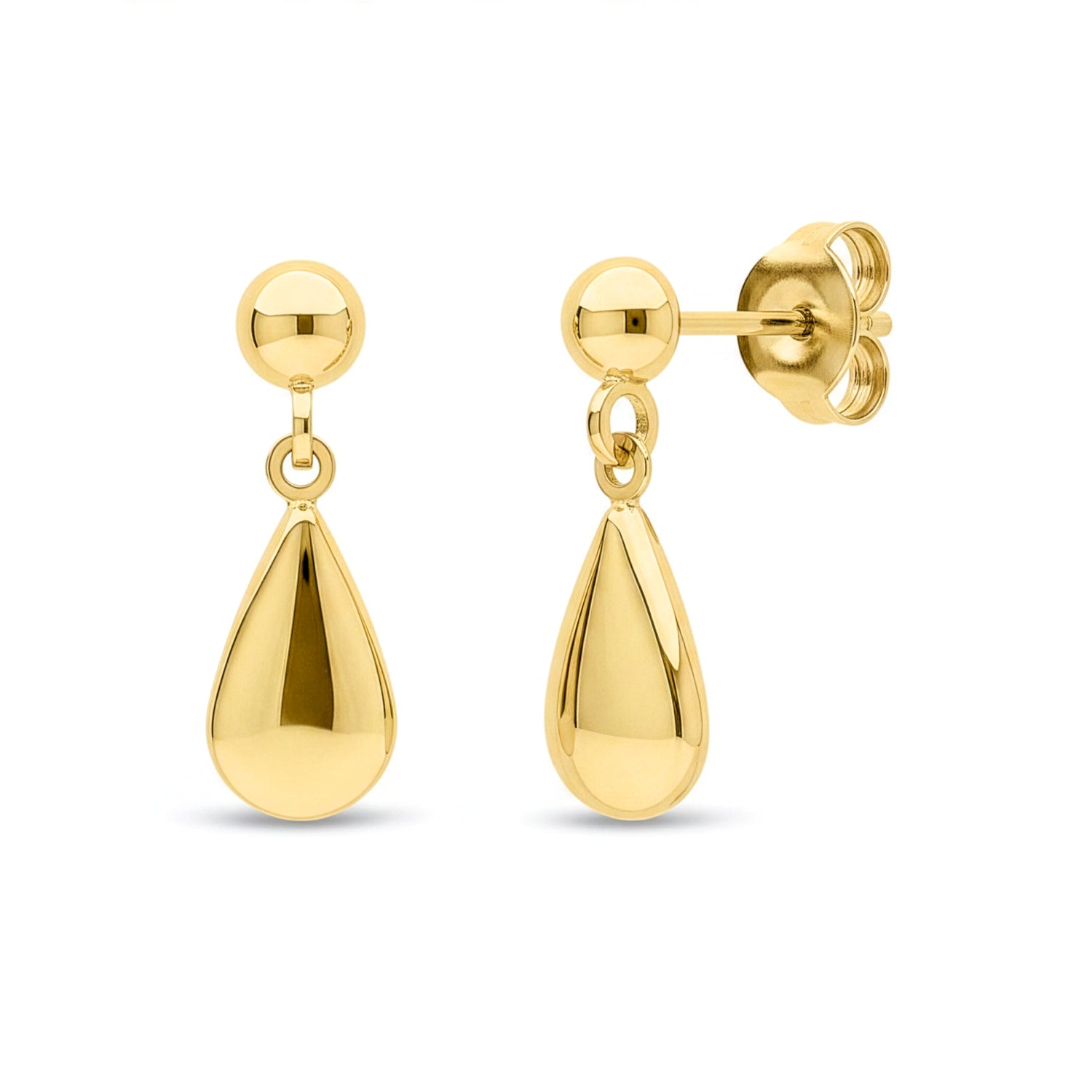 9ct Yellow Gold Polished Pear Shaped Drop Earrings - 18x6mm