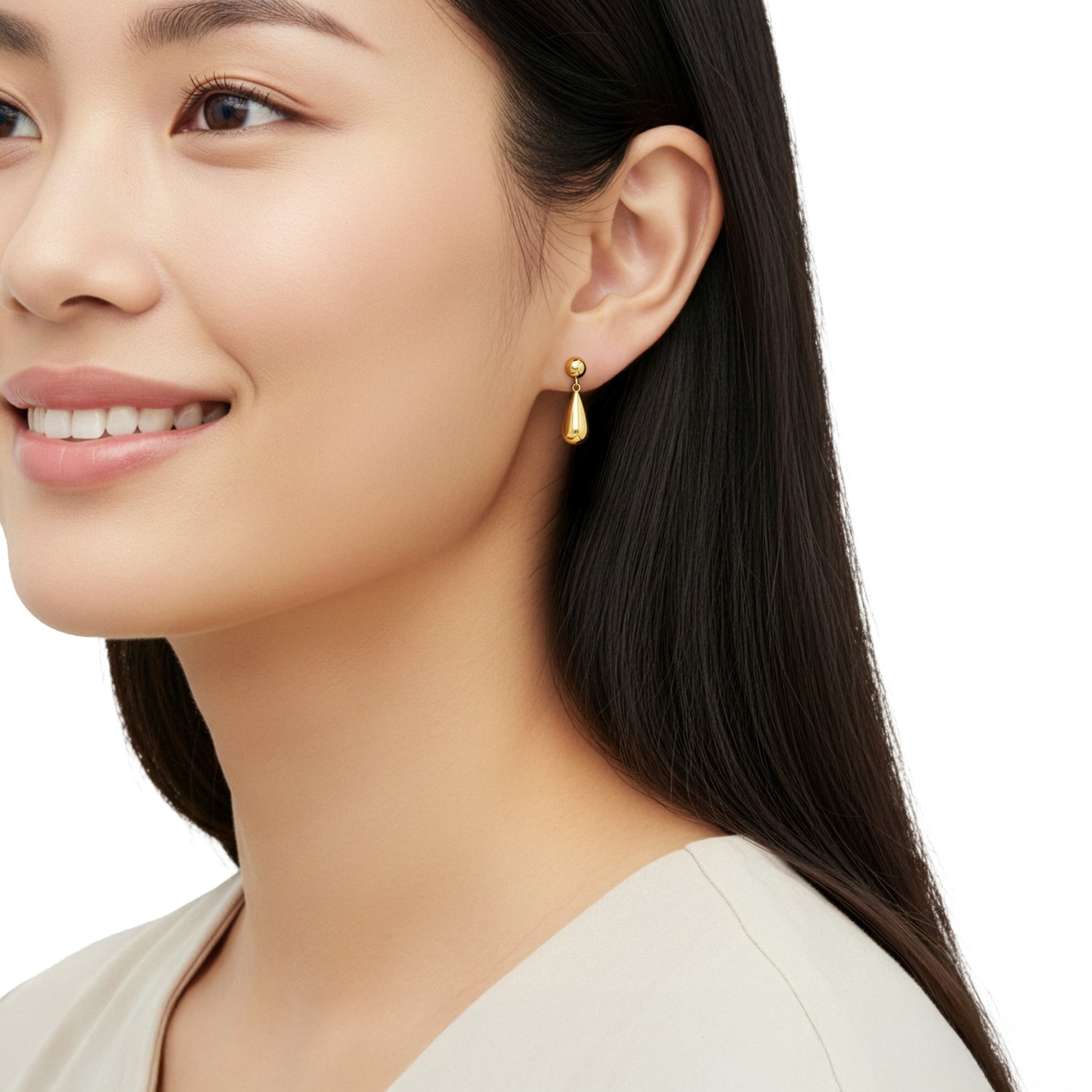 9ct Yellow Gold Polished Pear Shaped Drop Earrings - 18x6mm