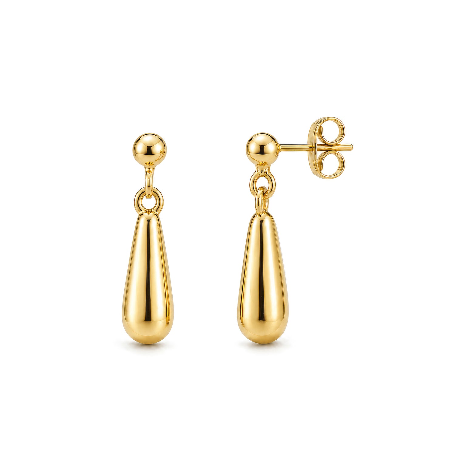 9ct Yellow Gold Short Bombe Drop Earrings