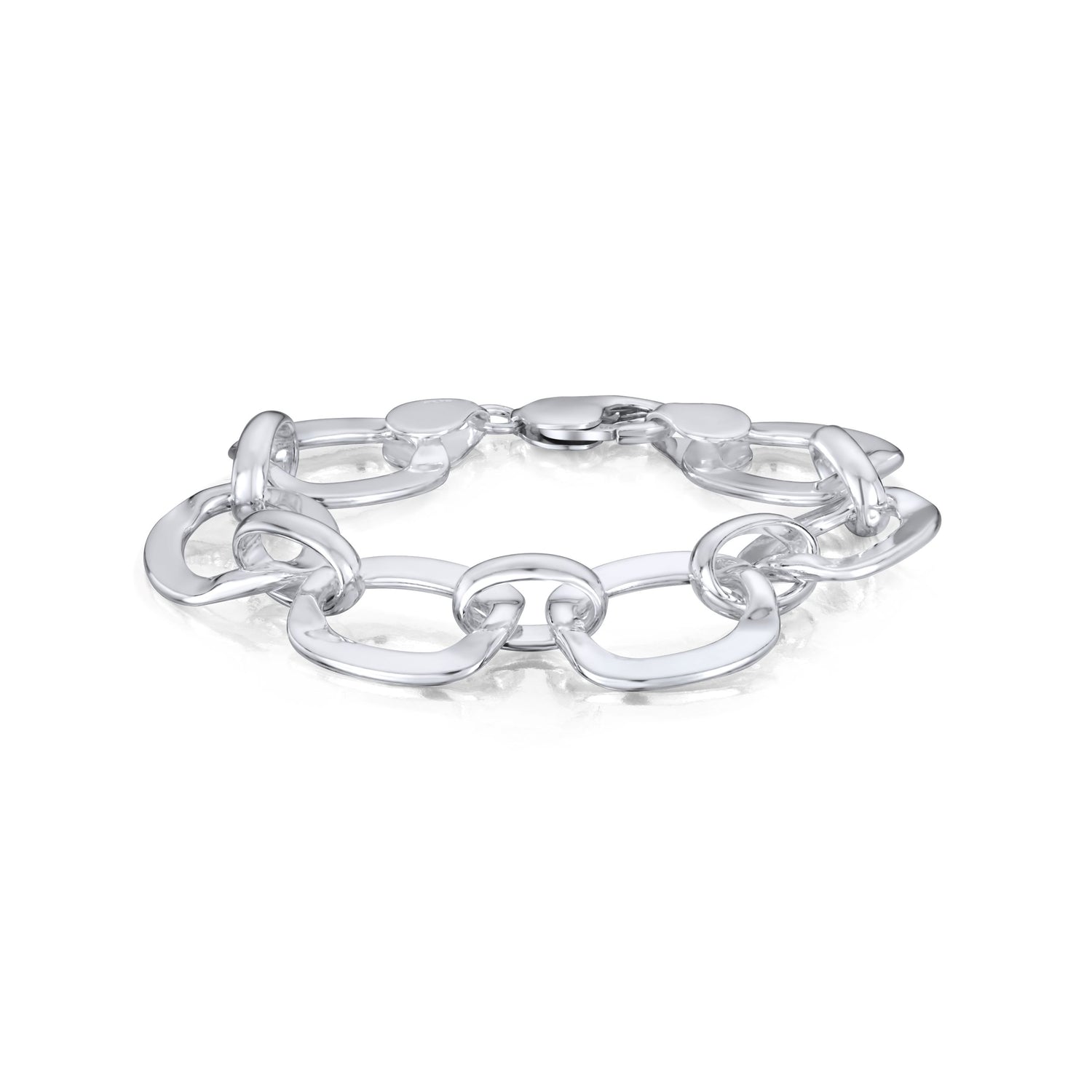 Sterling Silver Handmade Solid 19mm Square Fancy Bracelet