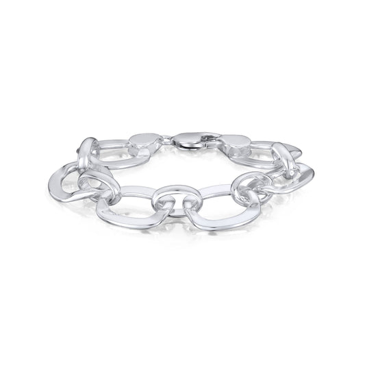 Sterling Silver Handmade Solid 19mm Square Fancy Bracelet