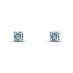 9ct White Gold Round Natural Aquamarine Claw Stud Earrings — 3mm