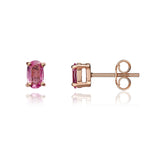 9ct Rose Gold Oval Natural Pink Sapphire Claw Stud Earrings — 5x3mm