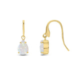 9ct Yellow Gold Pear Shaped Natural Opal Claw Wire Hook Drop Earrings