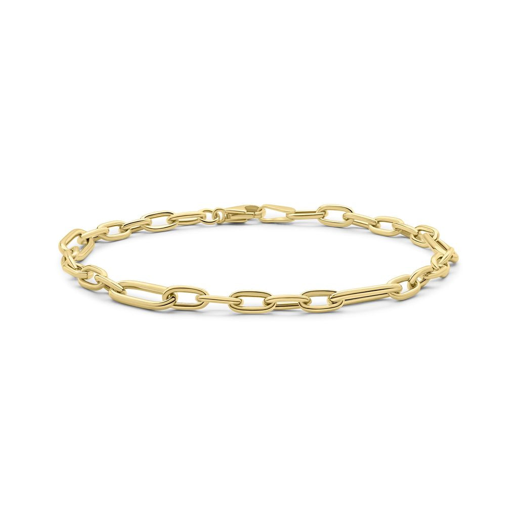 9ct Yellow Gold Alternating Paperclip Link Bracelet