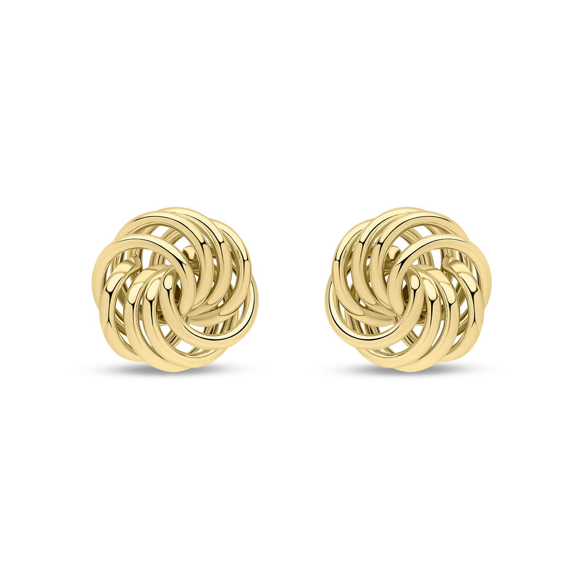 9ct Yellow Gold Interlocking Knot Stud Earrings — 10mm