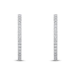 18ct White Gold Oval Full Natural Claw Set Diamond Hoop Earrings