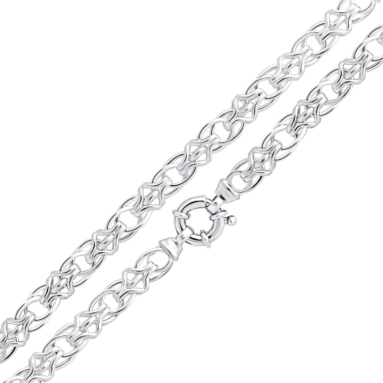 Sterling Silver 10mm Double Oval Link Bracelet with Bolt Ring Clasp