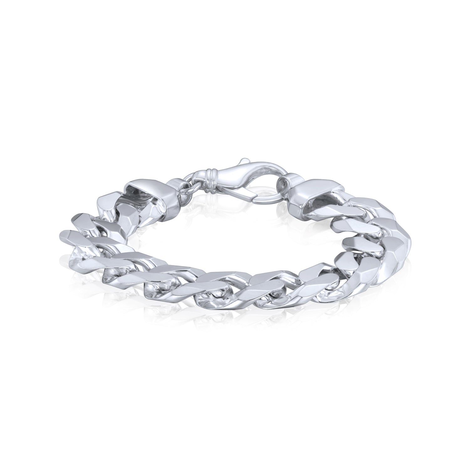 Sterling Silver Solid 18mm Curb Bracelet