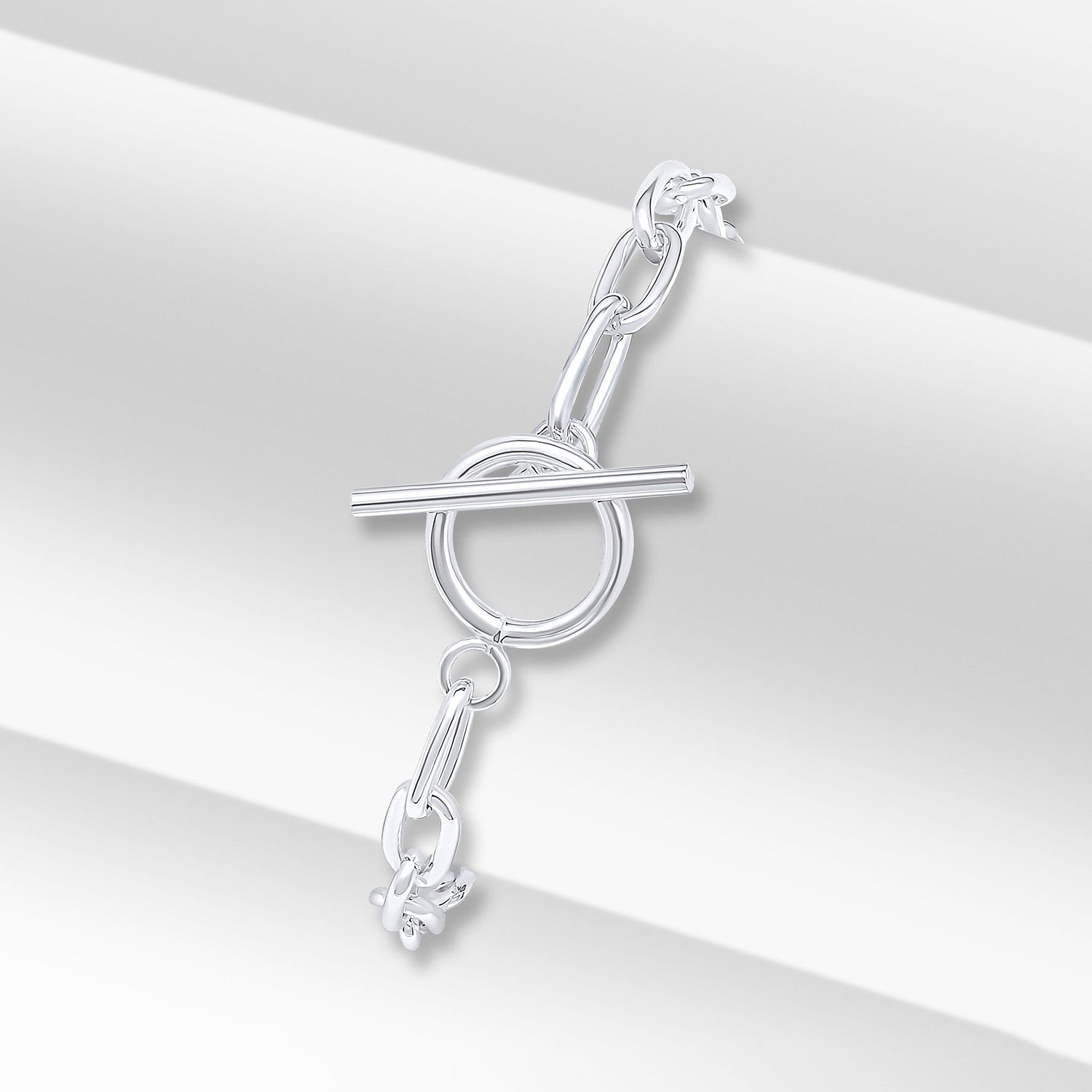 Sterling Silver 5x11mm Paperclip T-Bar Bracelet