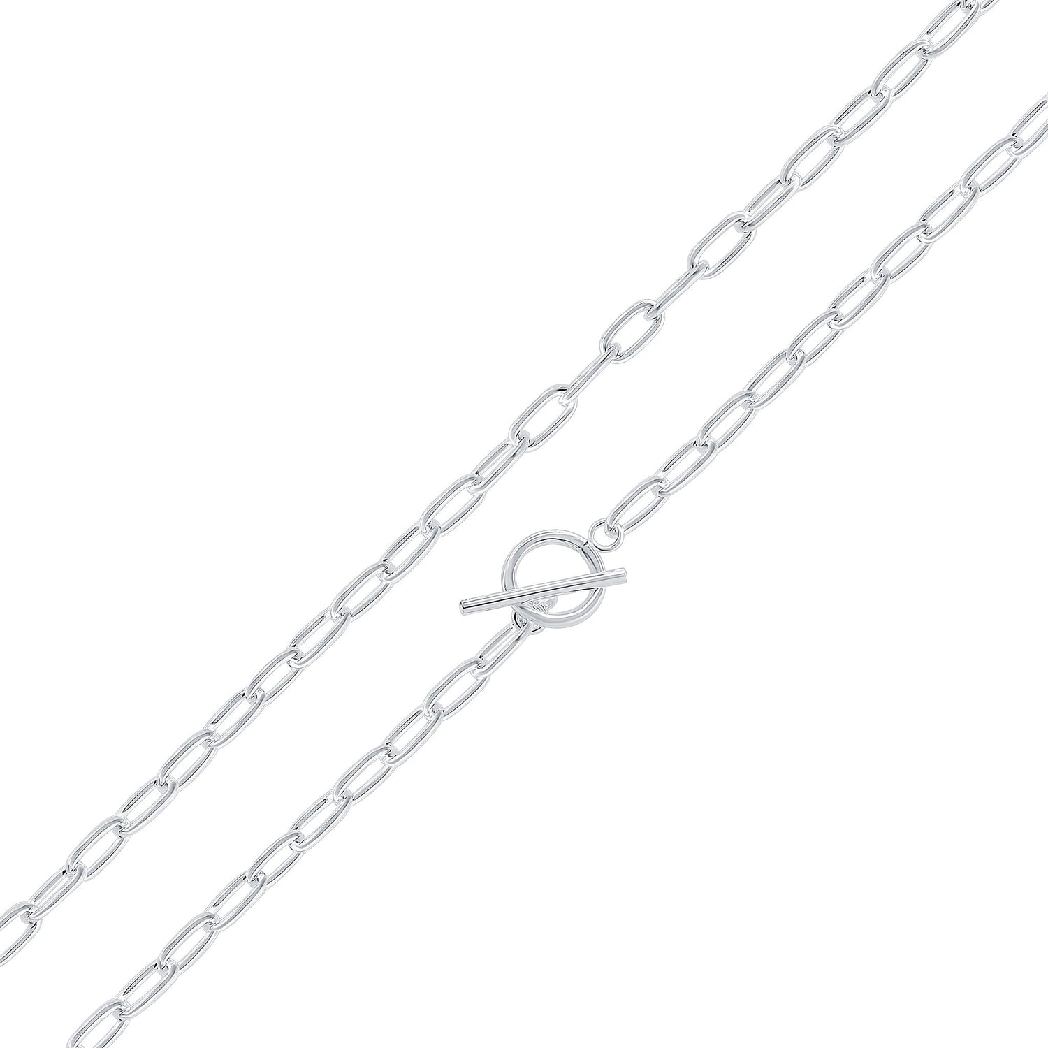 Sterling Silver 5x11mm Paperclip T-Bar Bracelet