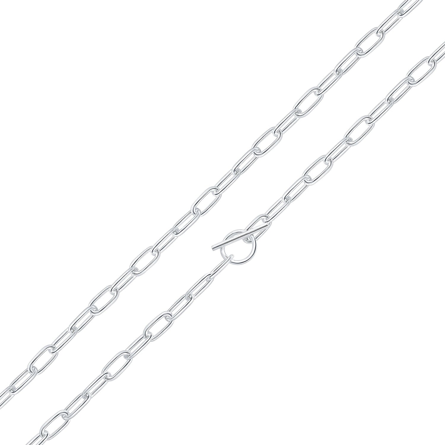Sterling Silver Solid Paperclip Chain with T-Bar — 7mm