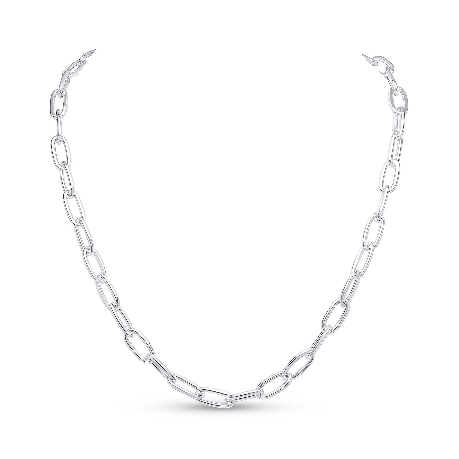 Sterling Silver Solid Paperclip Chain with T-Bar — 7mm