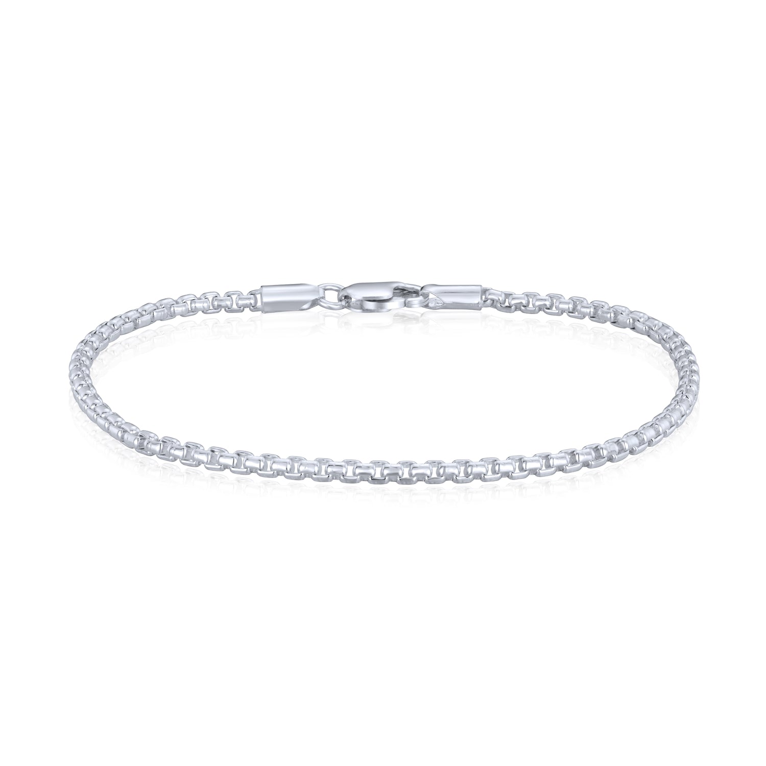 Sterling Silver Solid 2.5mm Rounded Box Belcher Bracelet