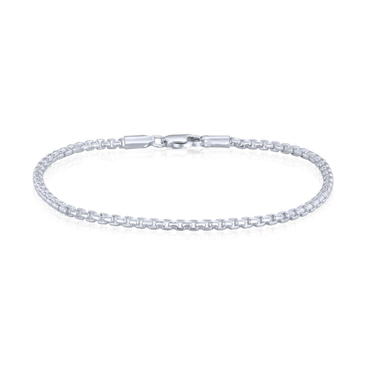 Sterling Silver Solid 2.5mm Rounded Box Belcher Bracelet