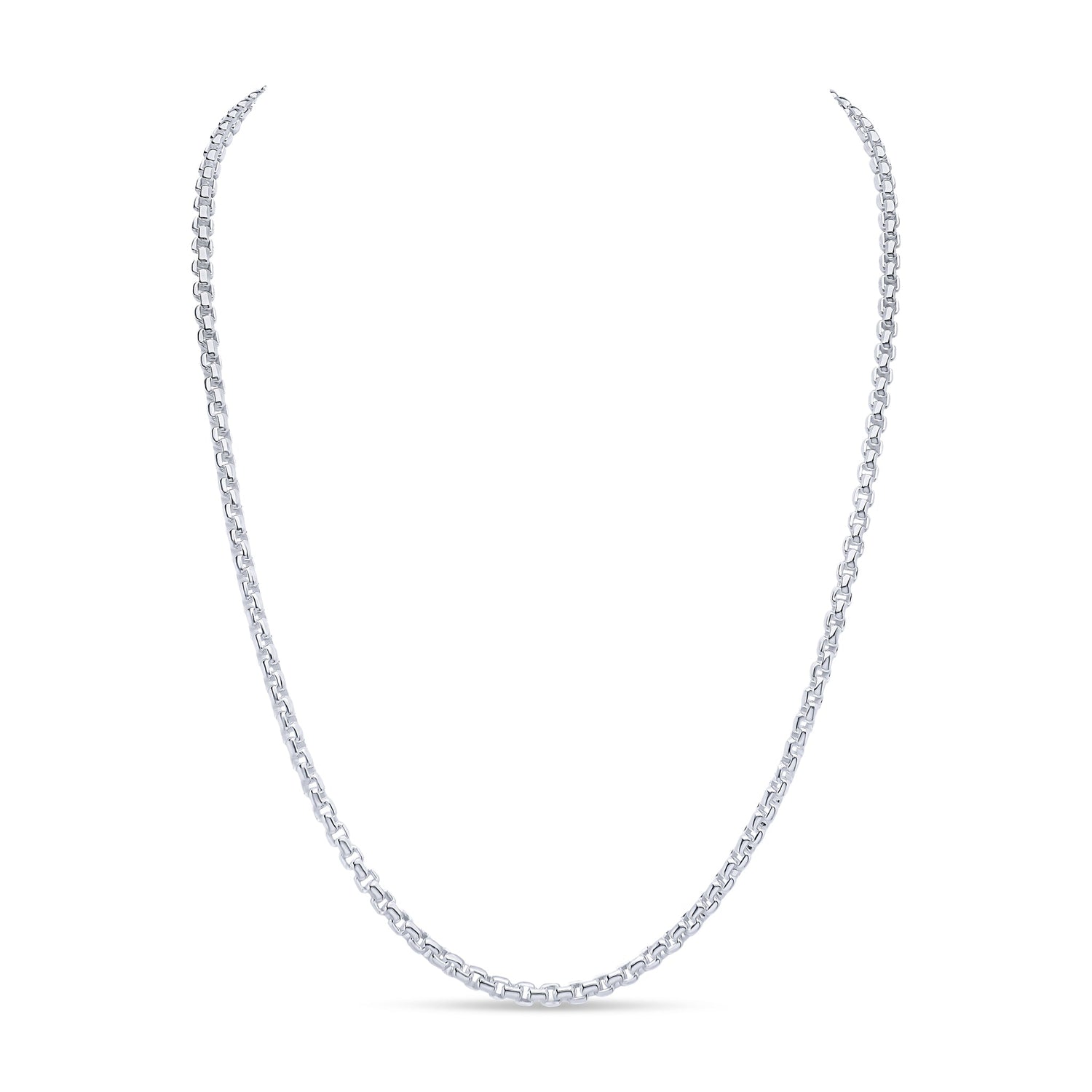 Sterling Silver 4mm Rounded Box Belcher Chain Necklace