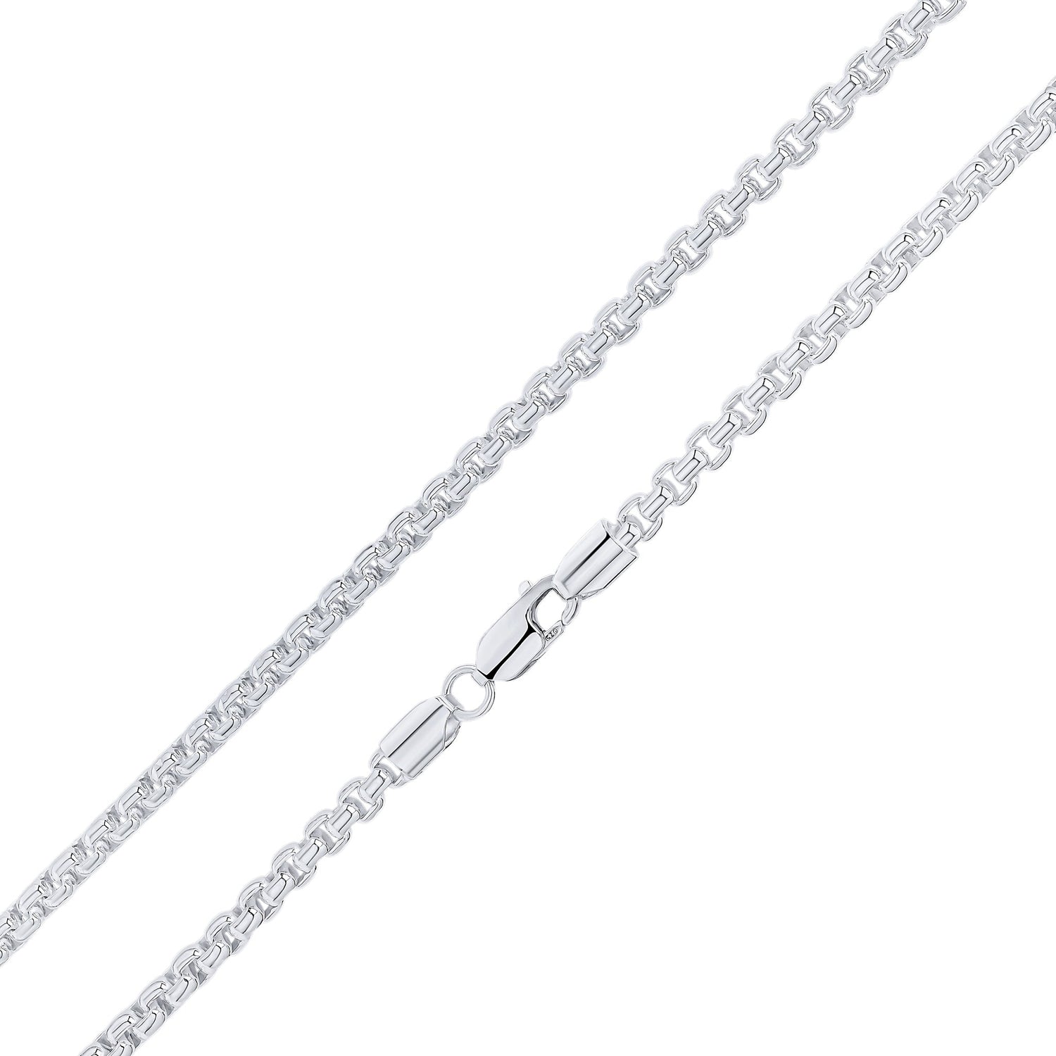 Sterling Silver 4mm Rounded Box Belcher Chain Necklace