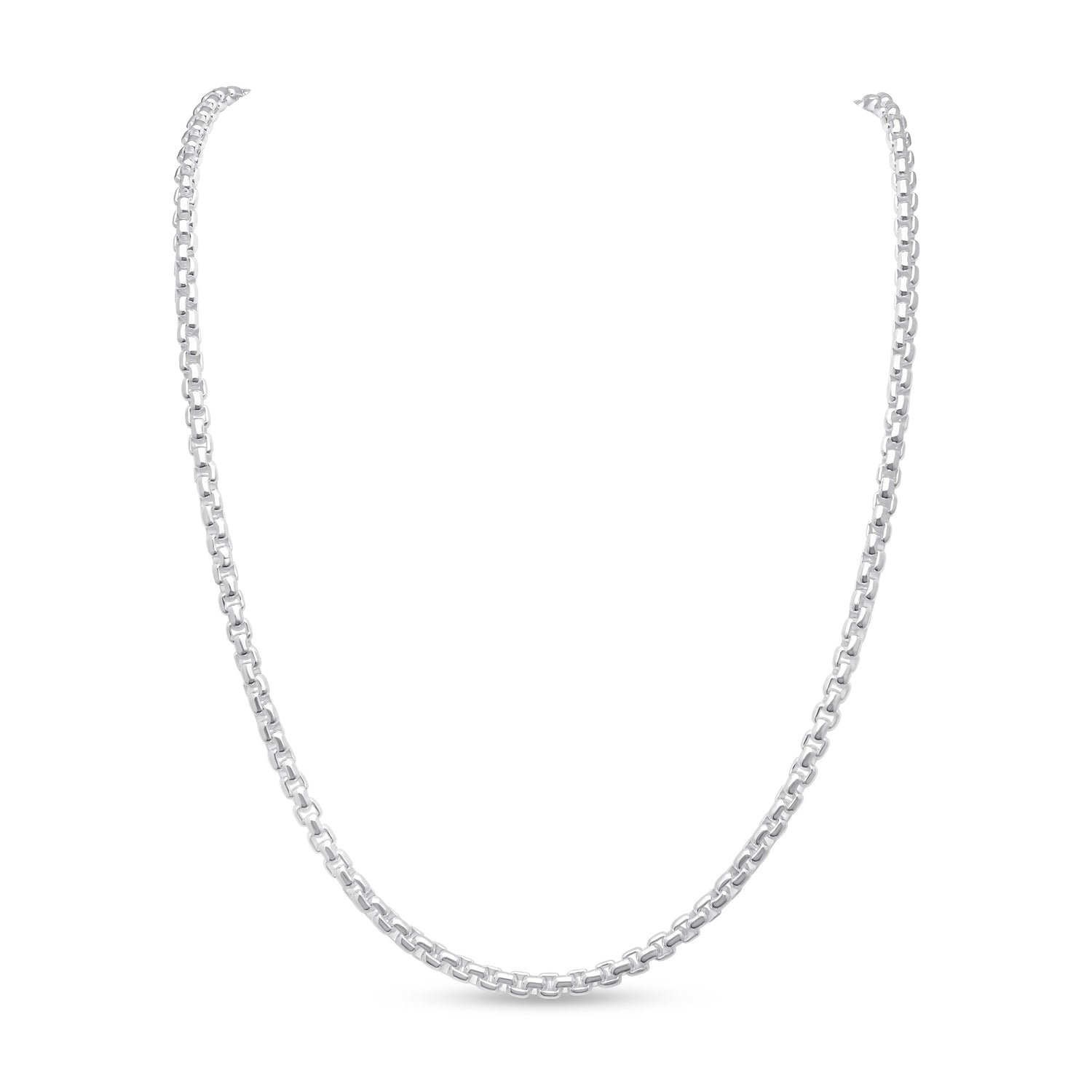 Sterling Silver 3.5mm Rounded Box Belcher Necklace