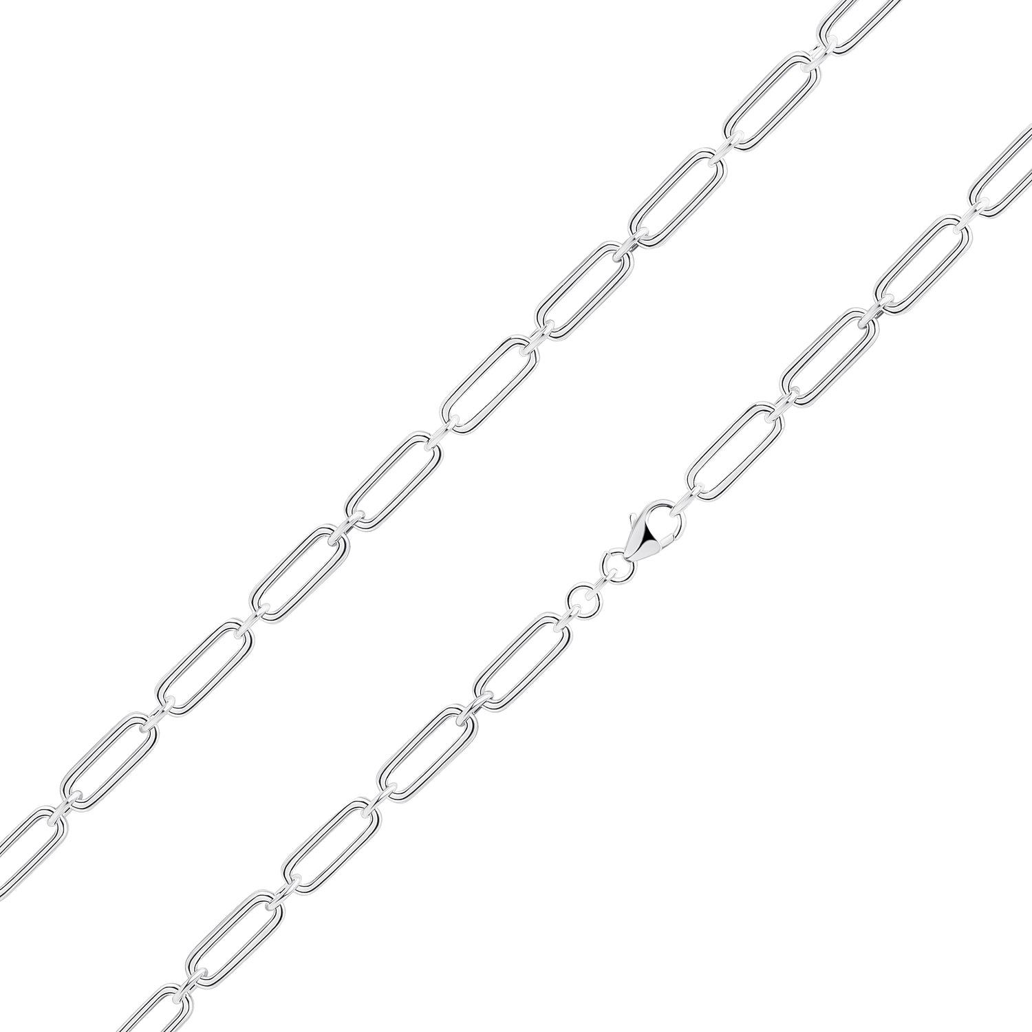 Sterling Silver 4.5mm Flat Paperclip Link Bracelet