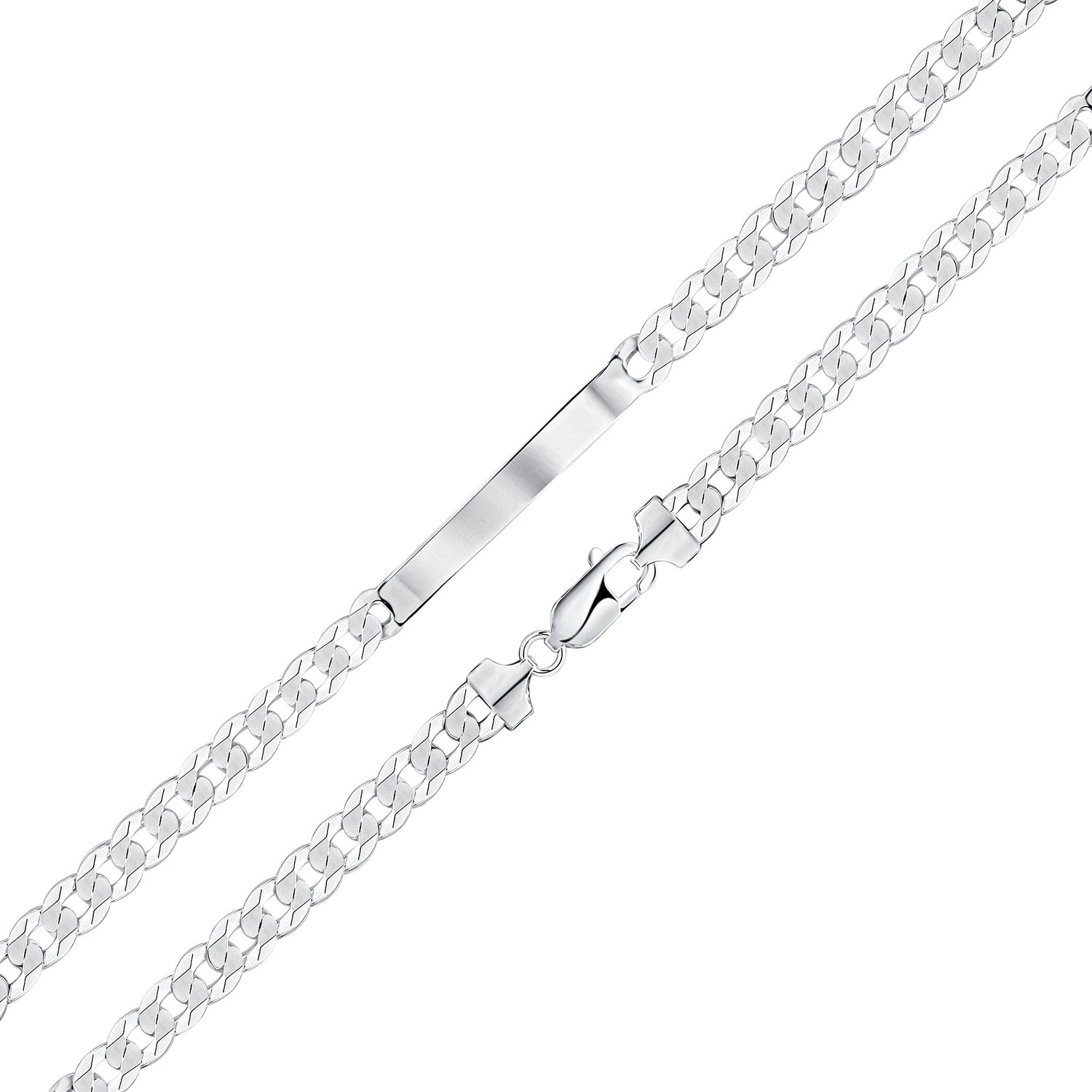 Sterling Silver 6.5mm ID Bracelet with 40x5mm Plate