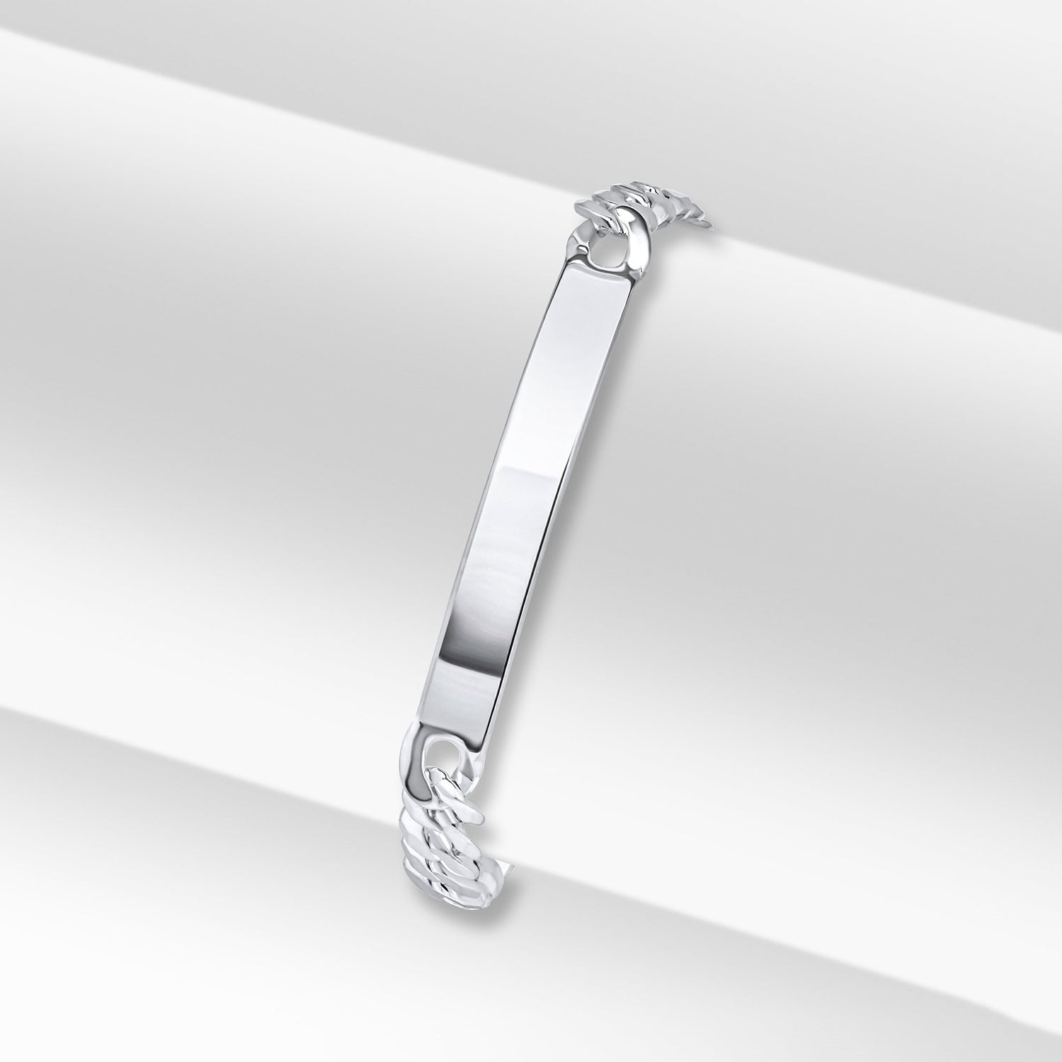 Sterling Silver 6.5mm ID Bracelet with 40x5mm Plate