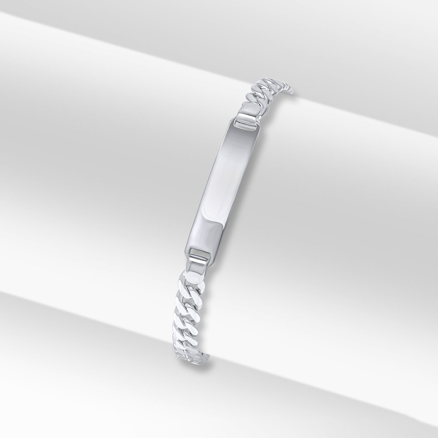 Sterling Silver 5mm ID Bracelet with 25x6mm Plate