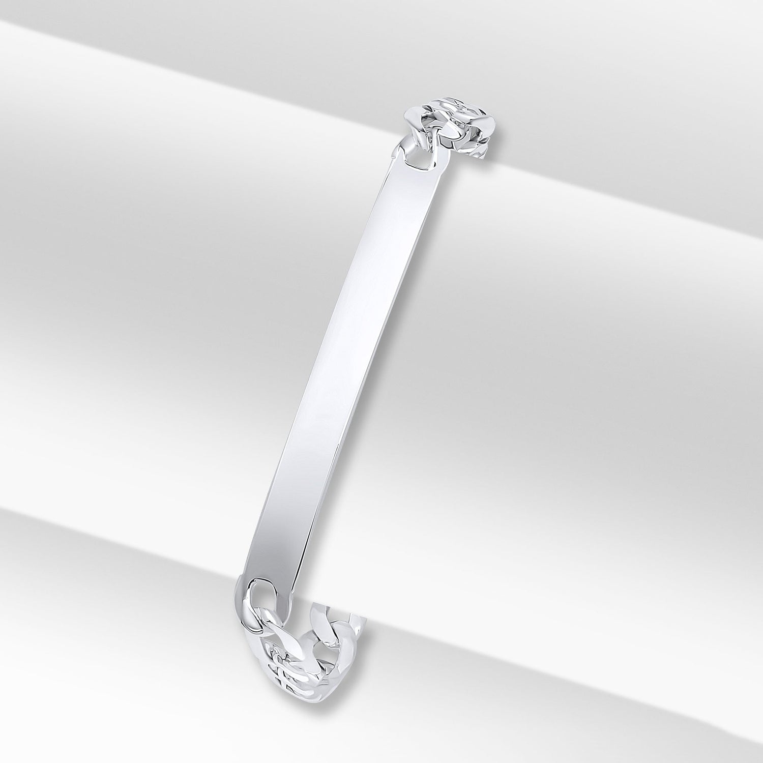 Sterling Silver 6mm Figaro ID Bracelet — 40x5mm