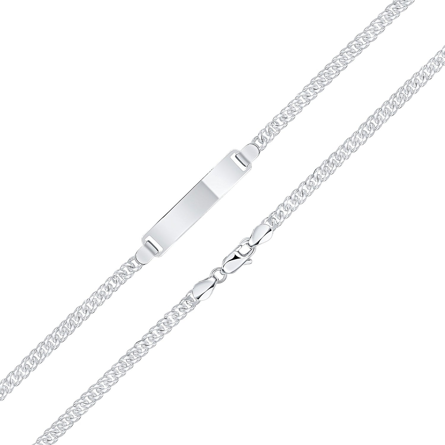 Sterling Silver 3.5mm Curb ID Bracelet — 30x6mm