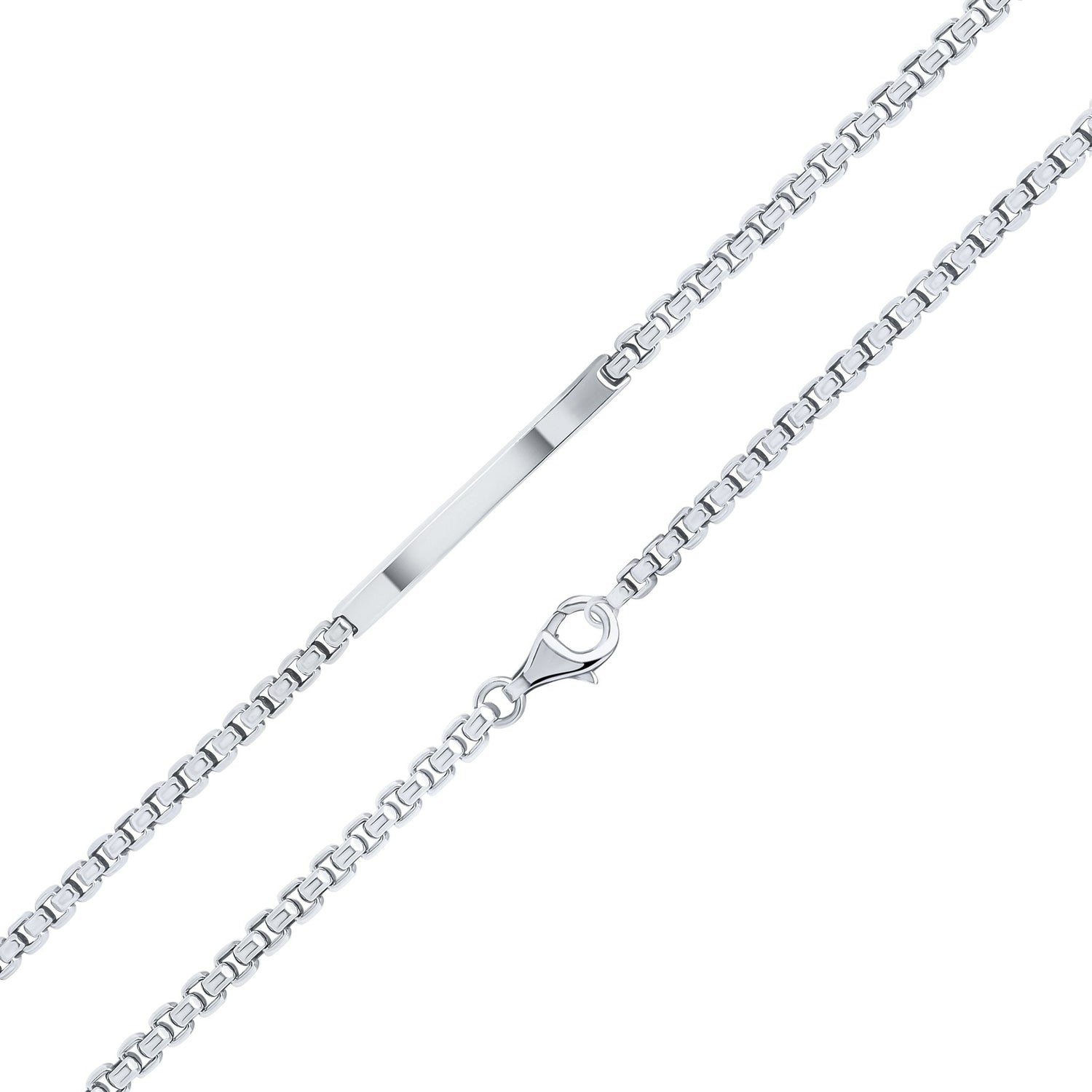 Sterling Silver 4mm Rounded Box Gents Oxidised Bar ID Bracelet
