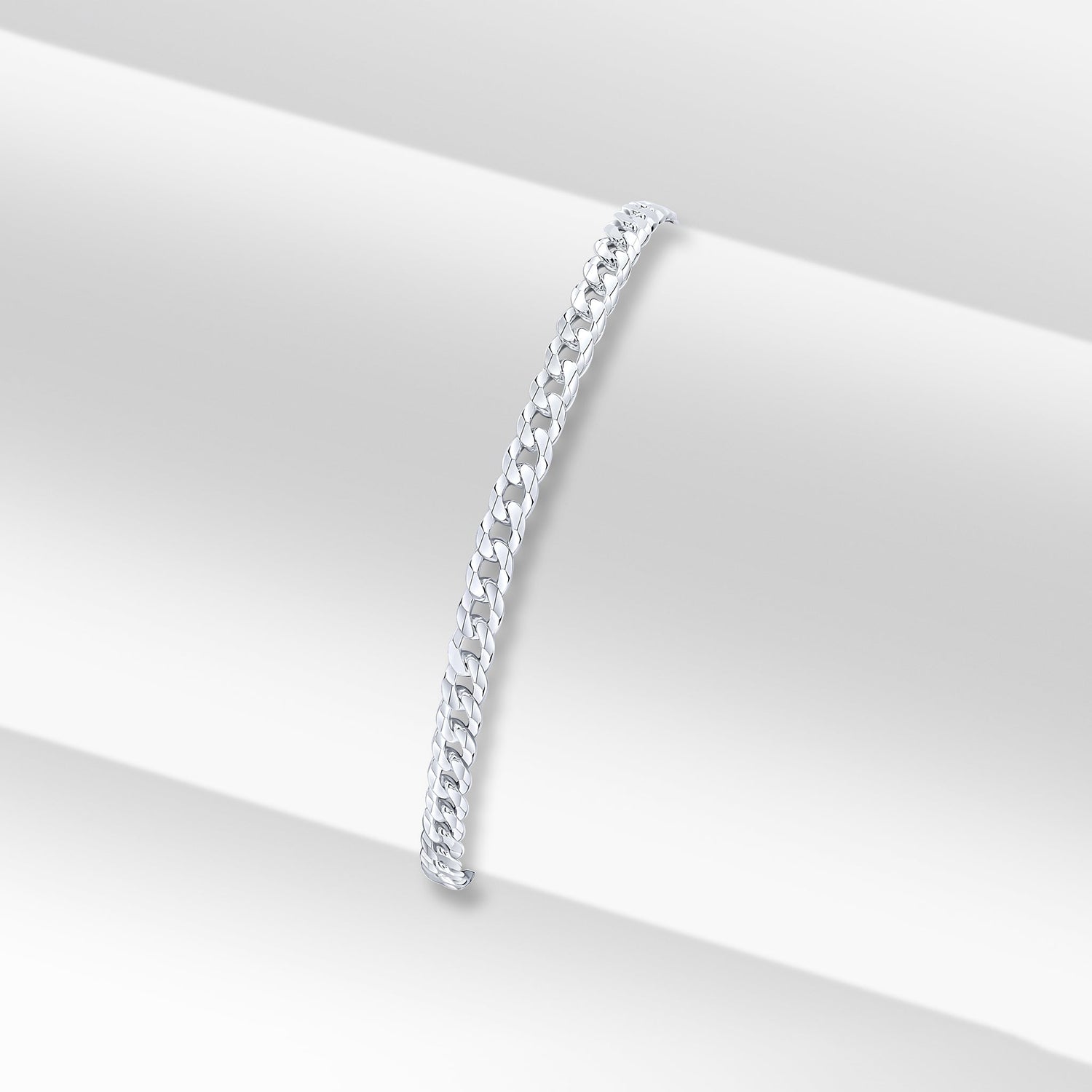 Sterling Silver Solid 3.5mm Curb Bracelet