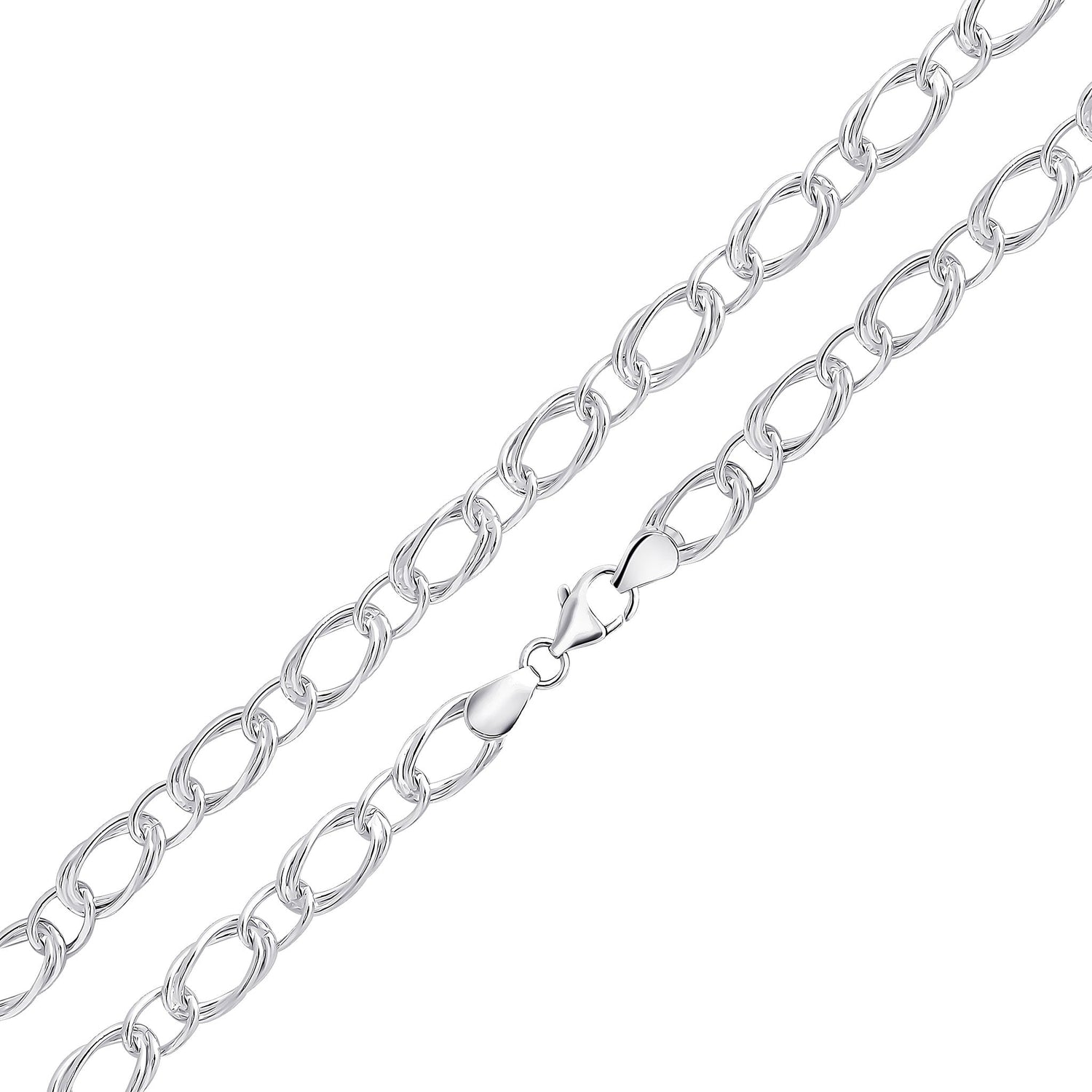 Sterling Silver 8mm Handmade Oval Double Link Bracelet