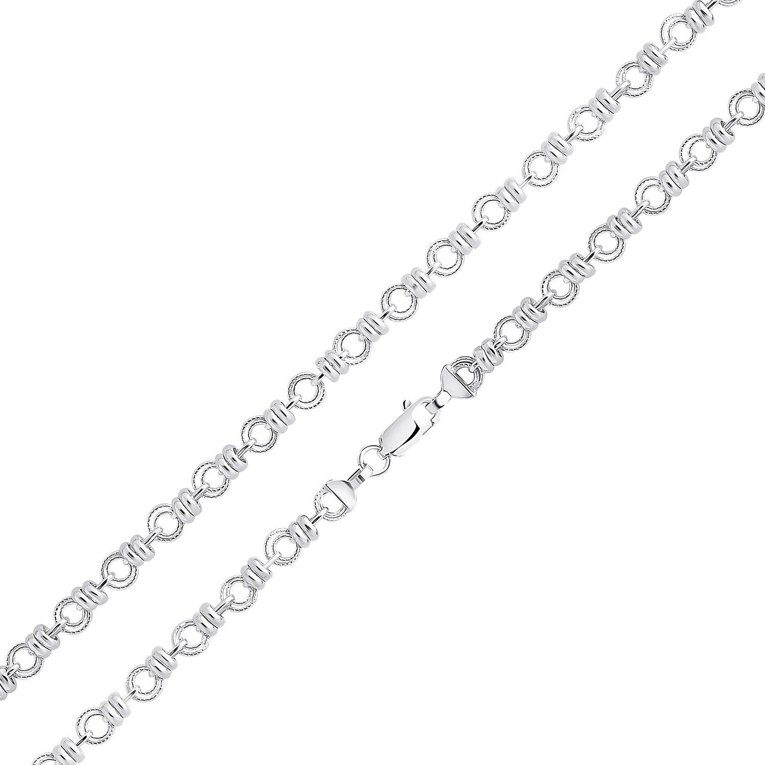 Sterling Silver 6.2mm Handmade Round Linked Circles Bracelet