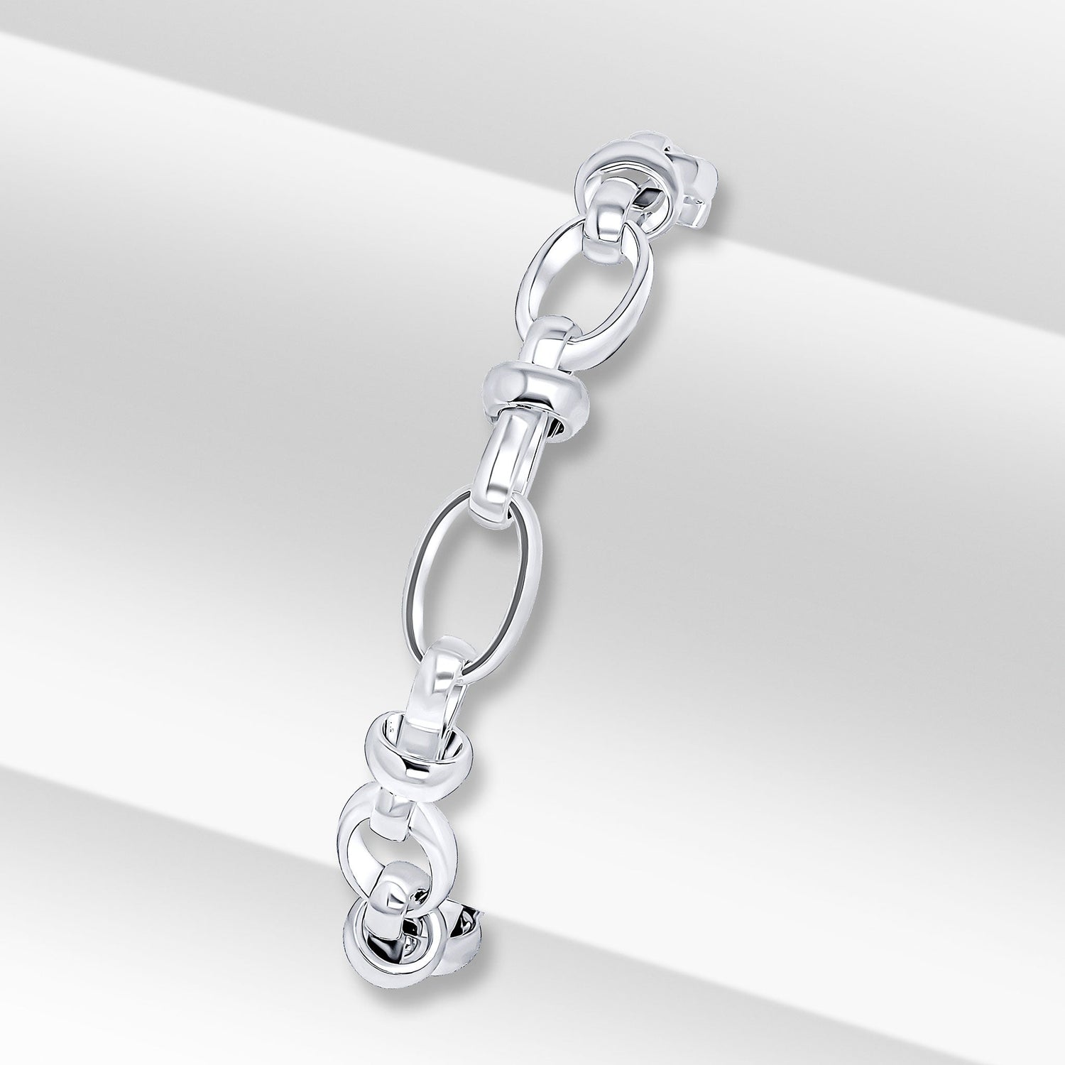 Sterling Silver 8.5mm Handmade Oval Pinch Bracelet