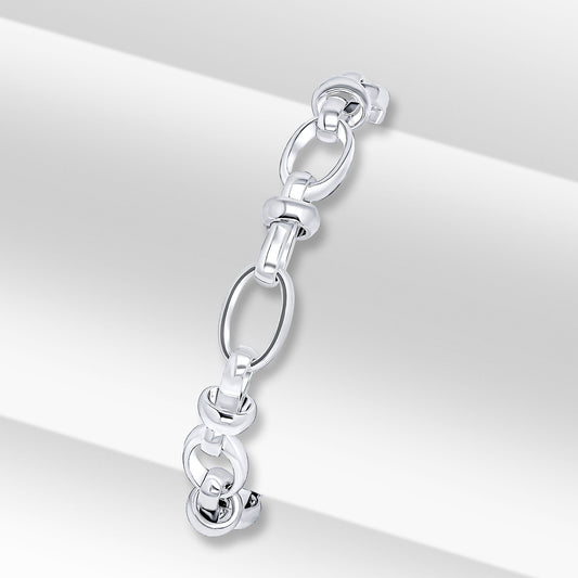 Sterling Silver 8.5mm Handmade Oval Pinch Bracelet with Bolt Ring
