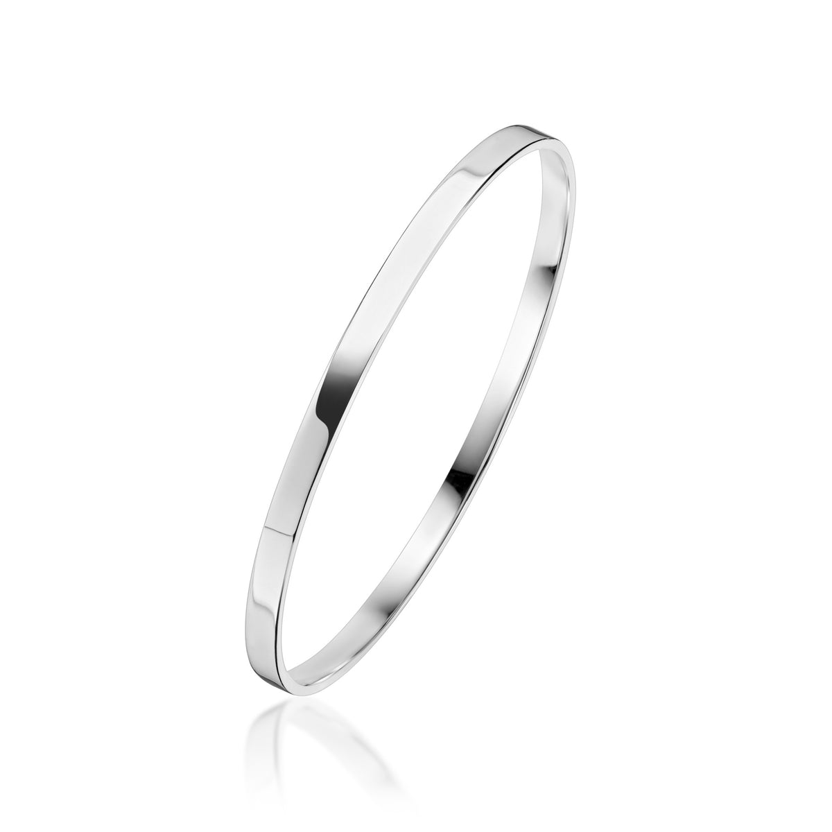Sterling Silver Solid 4mm Flat Profile Bangle