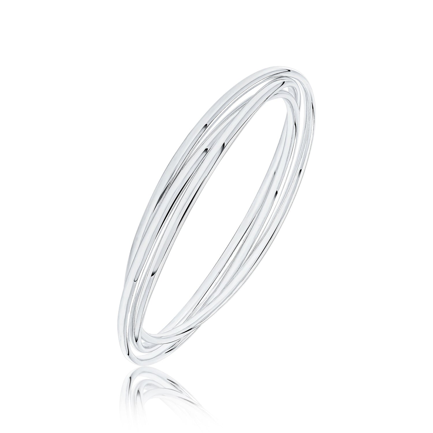 Sterling Silver 3mm Solid Court Russian Bangle