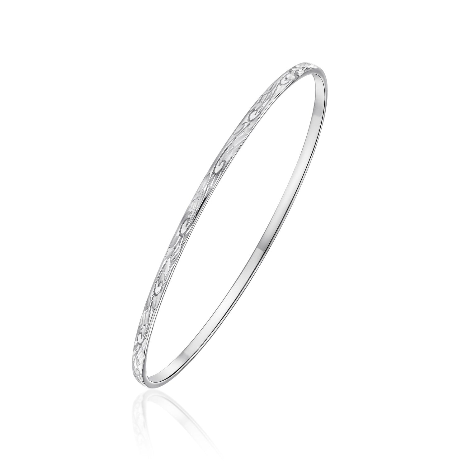 Sterling Silver 2.5mm Engraved Bangle Small
