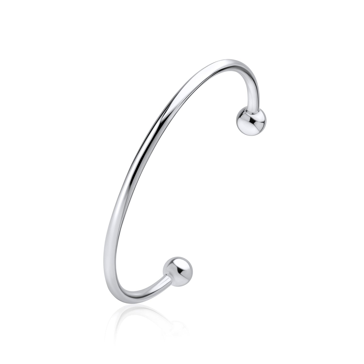 Sterling Silver 3mm Solid Round Torque Bangle