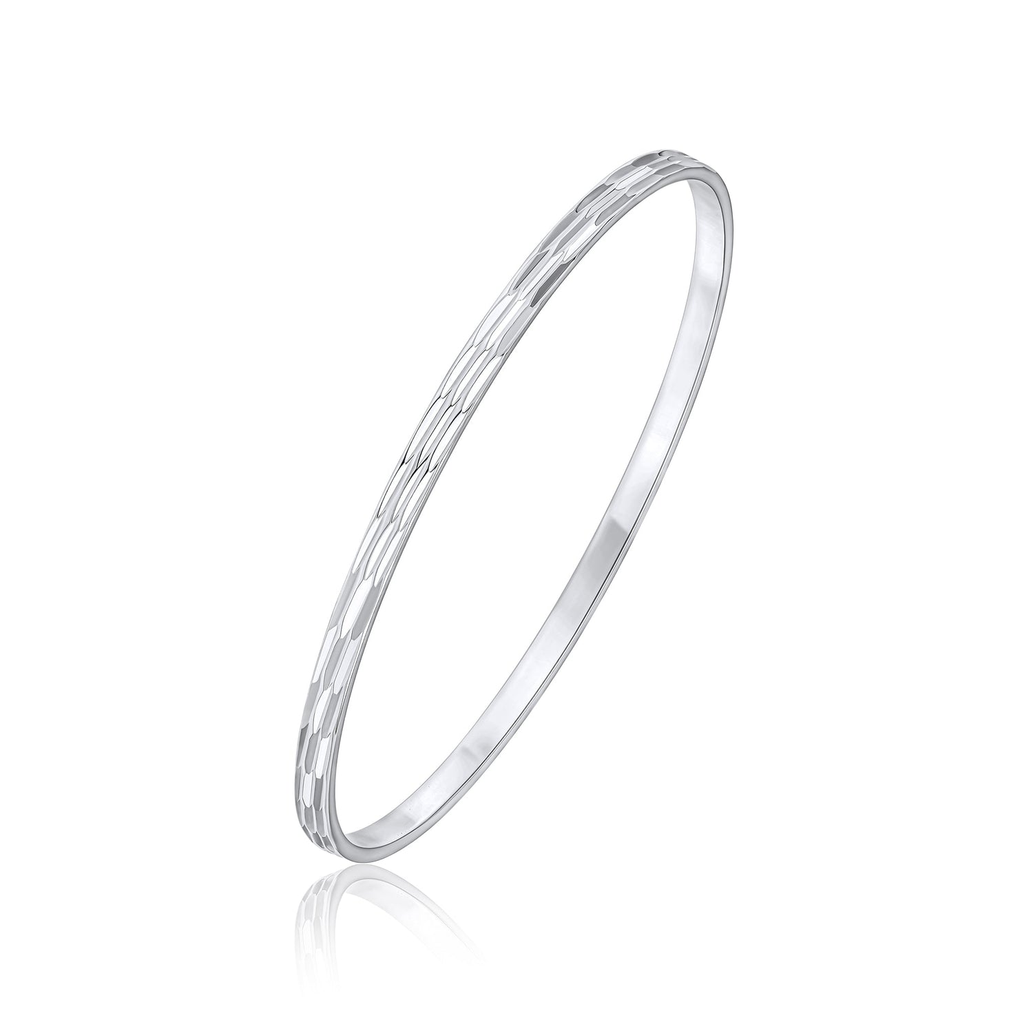 Sterling Silver 3.5mm Faceted Stacker Bangle Small