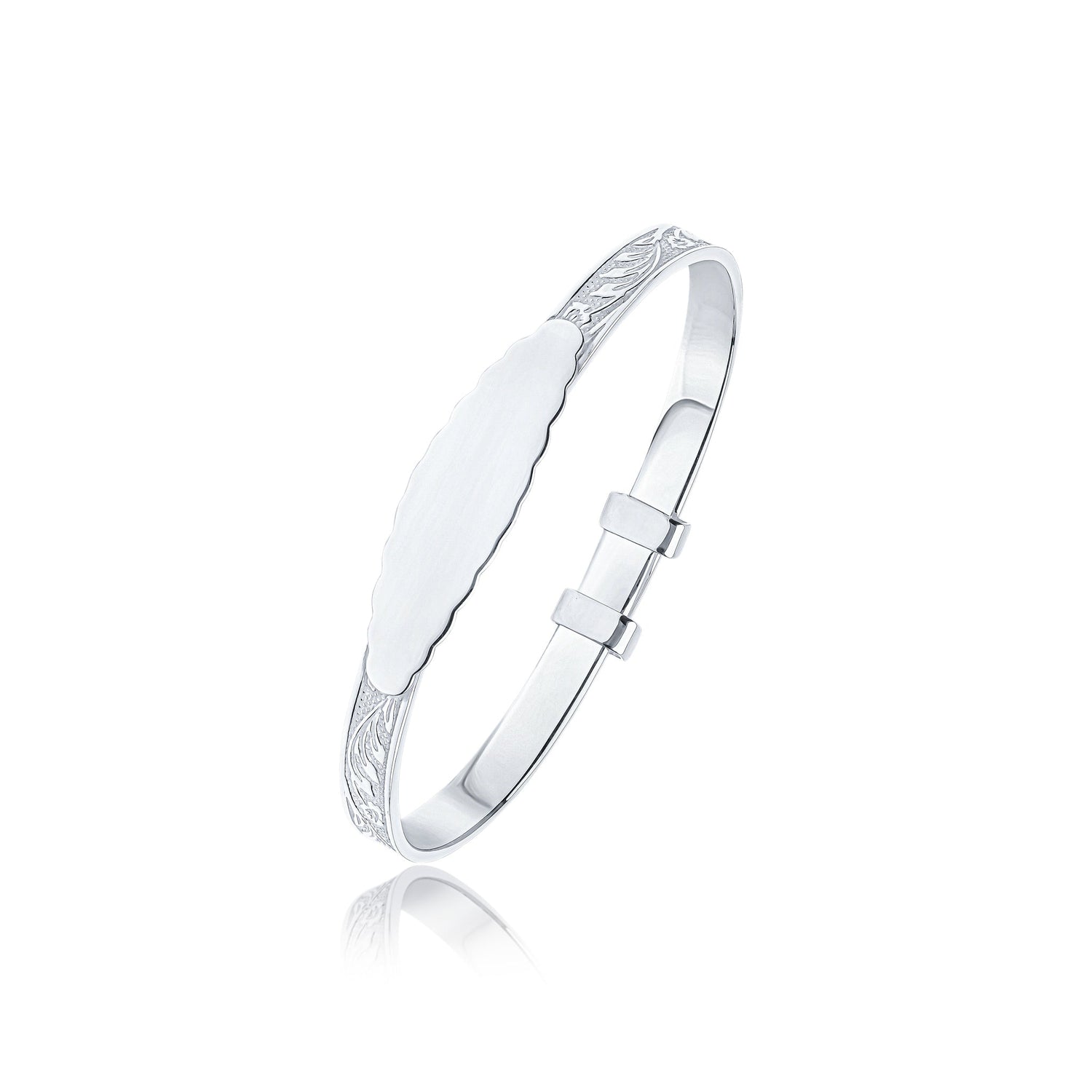Sterling Silver Engraved Floral Baby Bangle