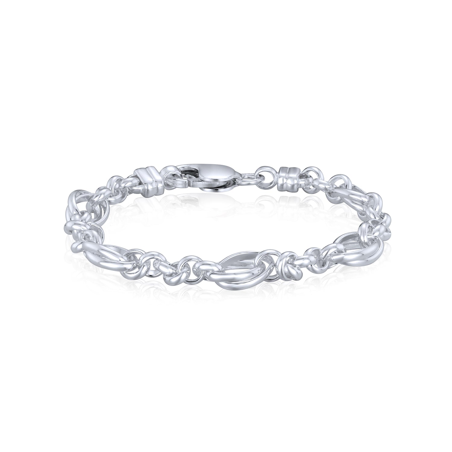 Sterling Silver Handmade Solid 8mm Oval Twist Belcher Bracelet