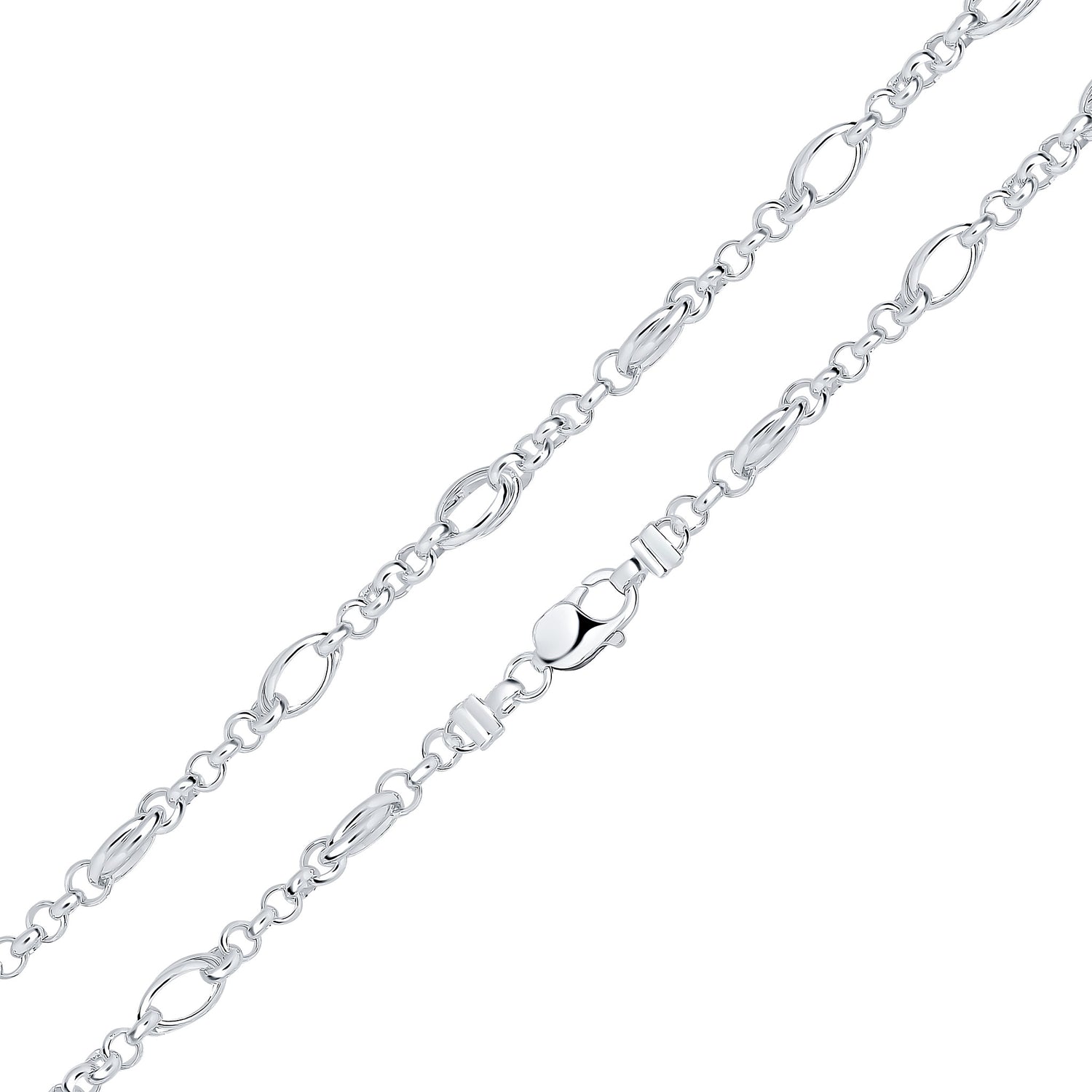 Sterling Silver Handmade Solid 8mm Oval Twist Belcher Bracelet