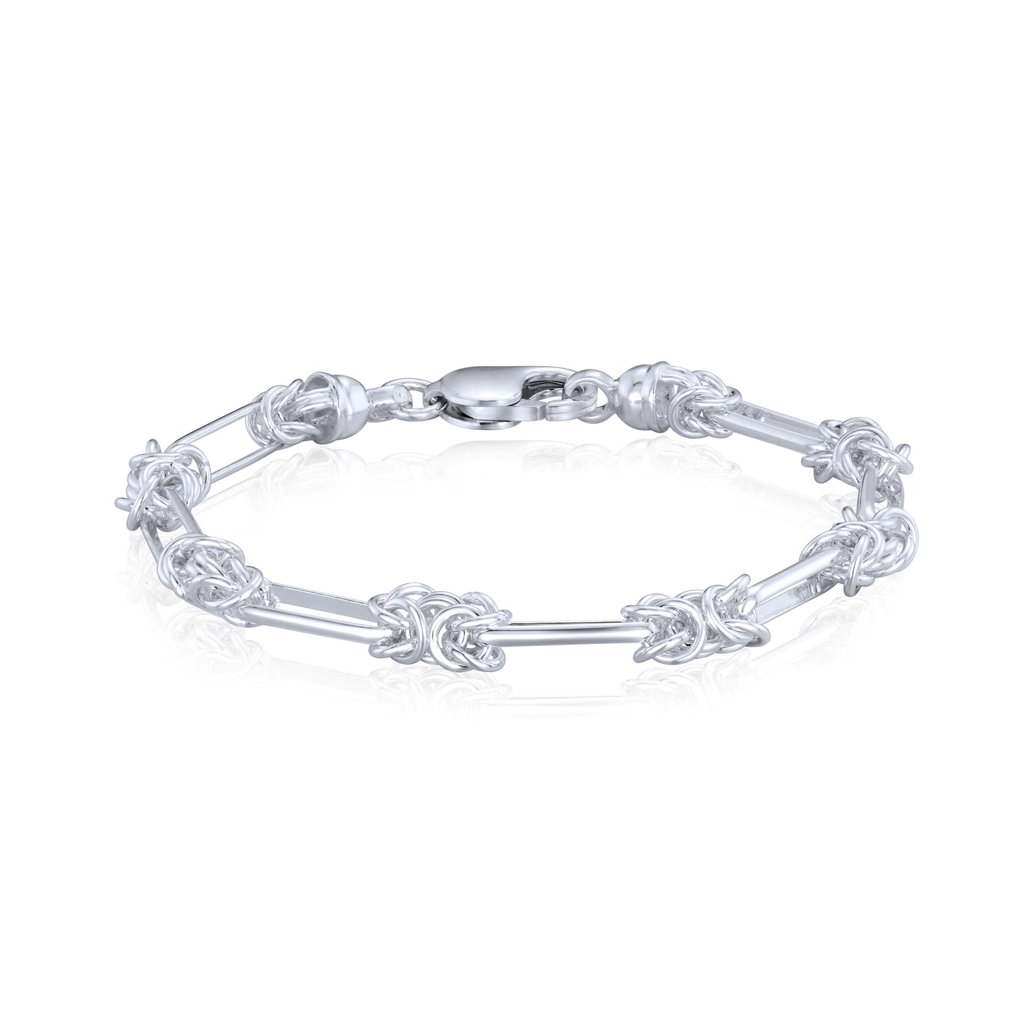Sterling Silver Handmade Solid 5mm Byzantine Long Oval Bracelet