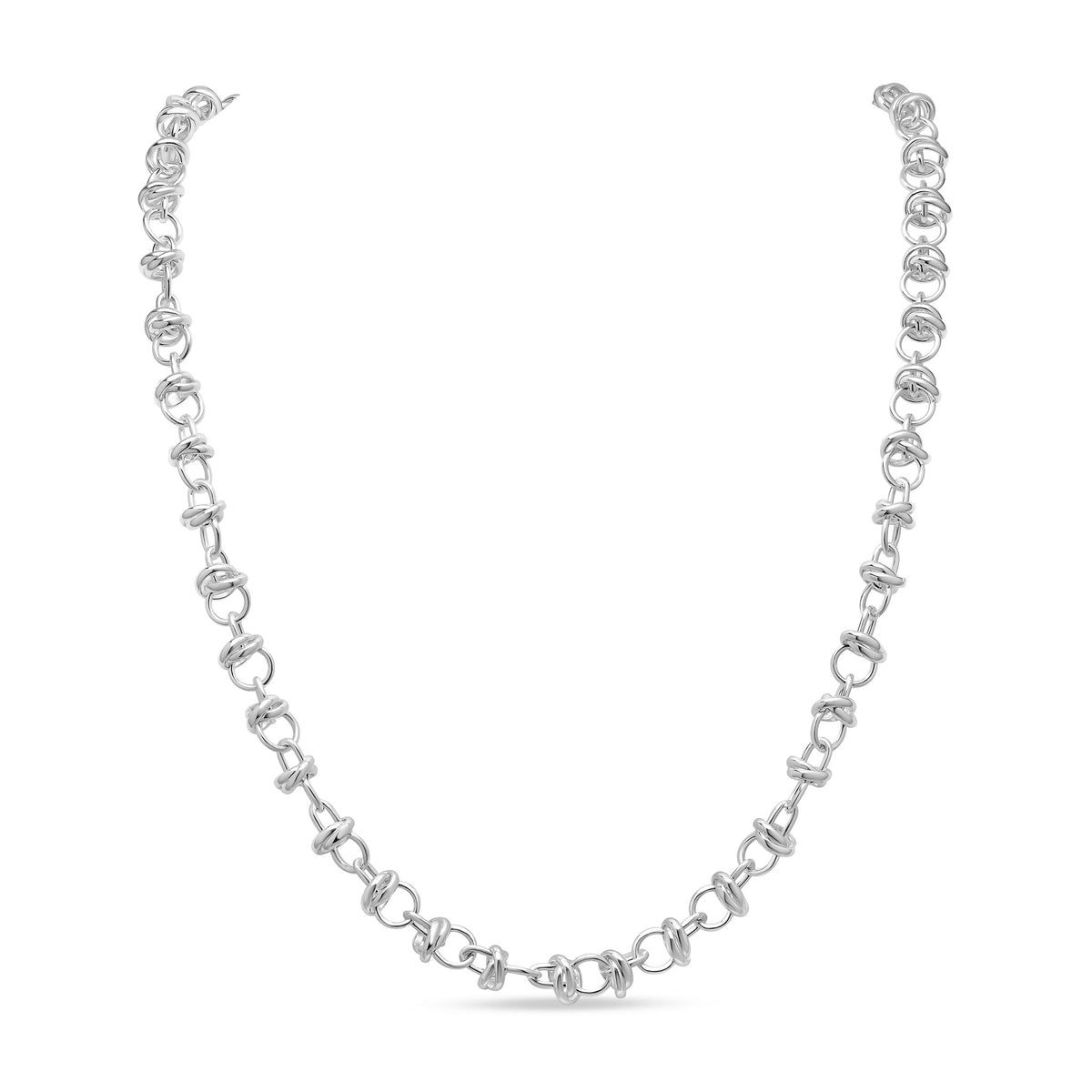 Sterling Silver Handmade Solid 7mm Belcher Link Necklace with Ring Detail