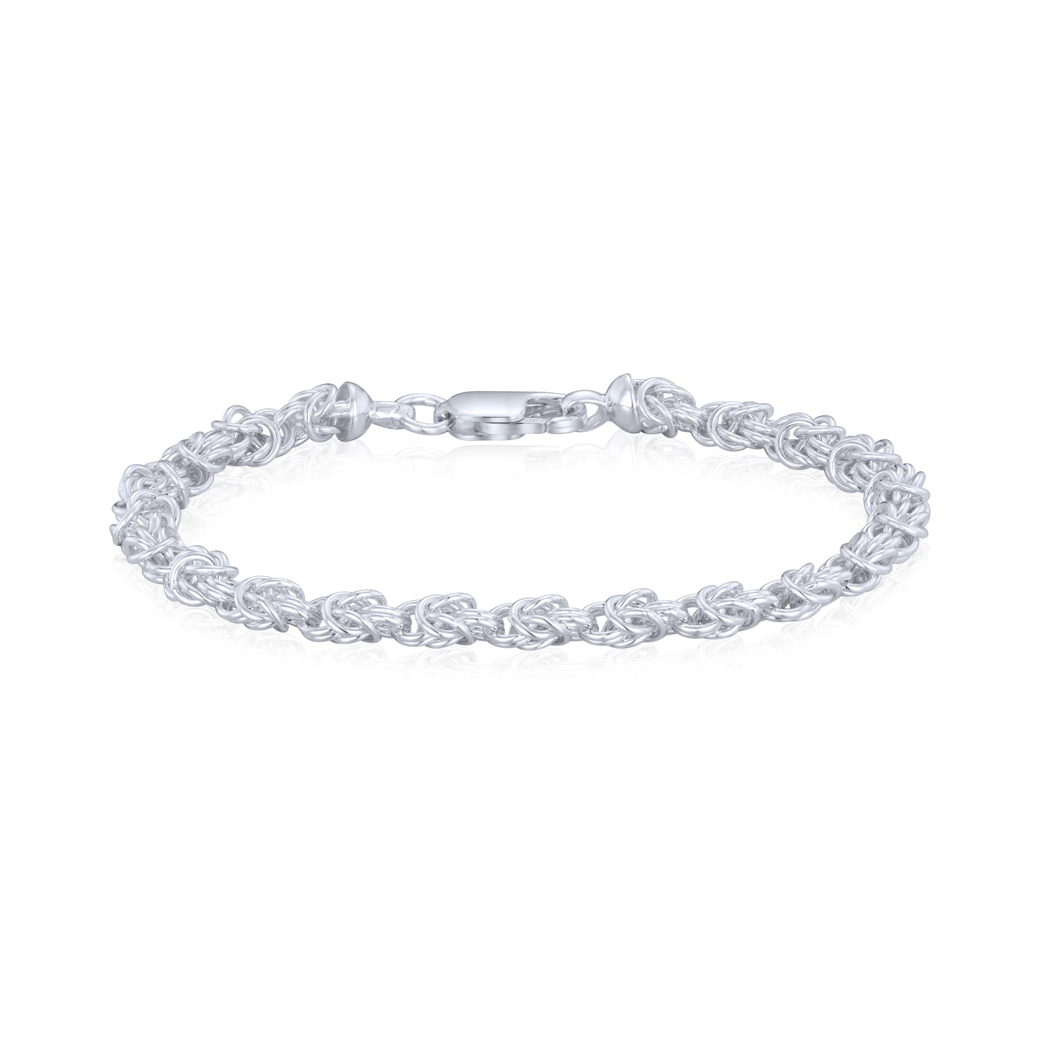 Sterling Silver Handmade Solid 4mm Byzantine Bracelet